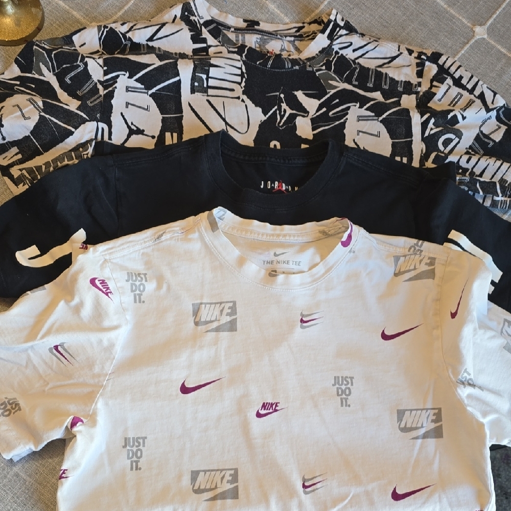 Nike Kids Short Sleeve Tees - Black, White, and Purple